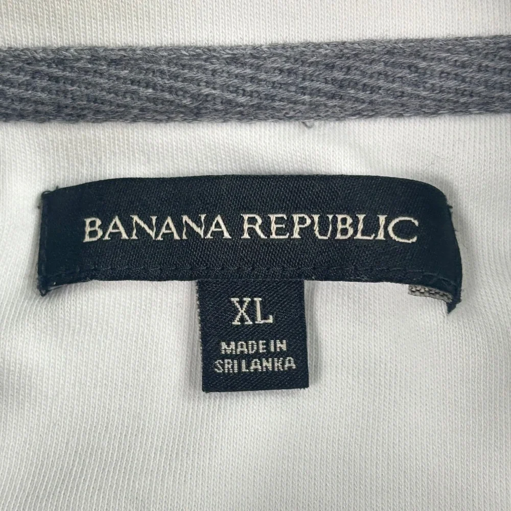Banana Republic Track Jacket XL Gray Full Zip Striped‎ Cotton Mens